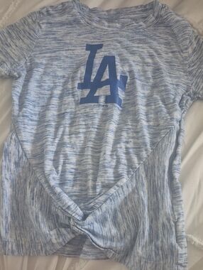 New Era Light Blue Heather LA Knot-Front Tee